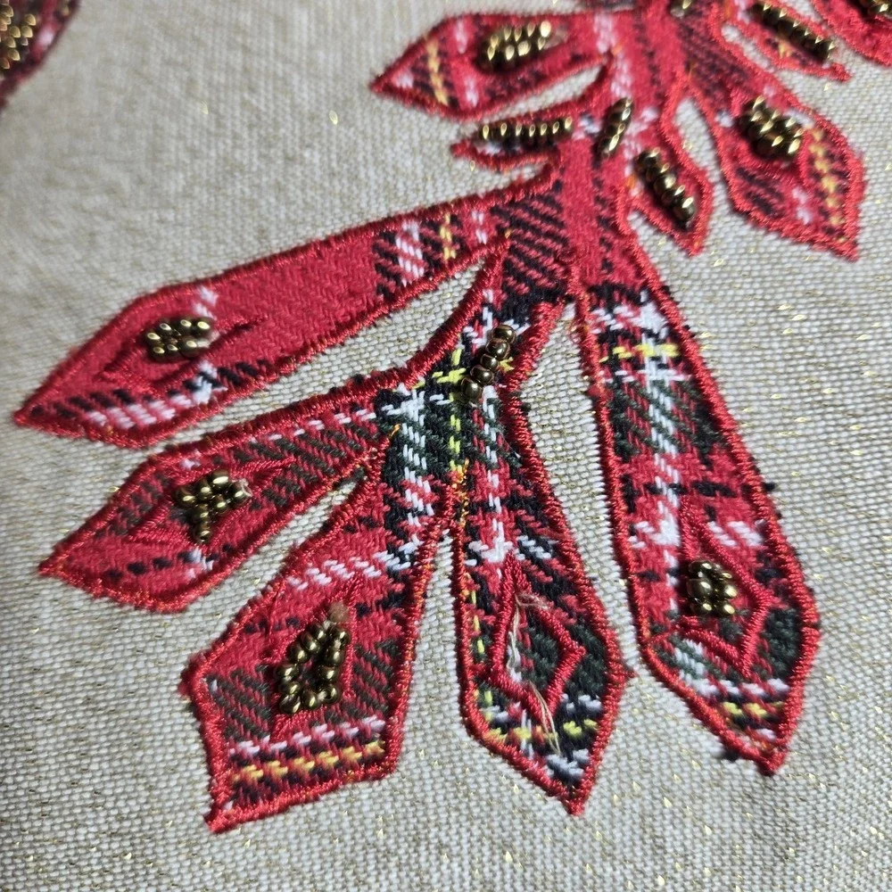 Pier 1 Beaded Plaid Snowflake‎ Christmas Throw Pillow 15